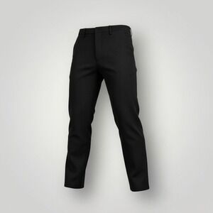 Ouku Trousers Pant Men Large Black Wide Leg Stretch Capsule Lightweight Twee Mod